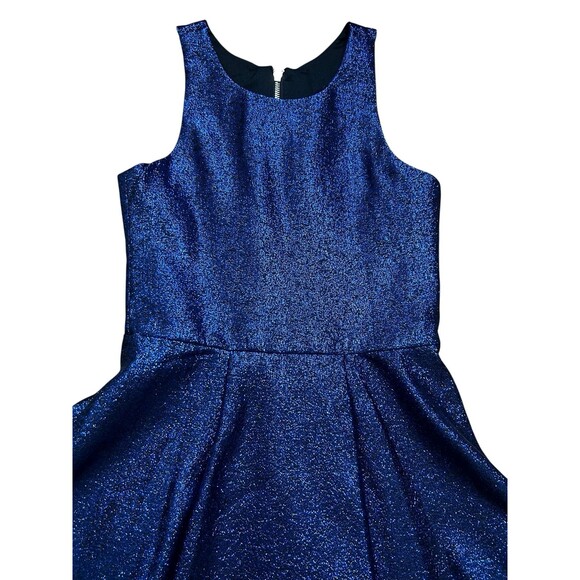 Zoe Ltd Girls Metallic Royal Blue Sleeveless Back O Ring Zip Party Dress  14 - Picture 2 of 7